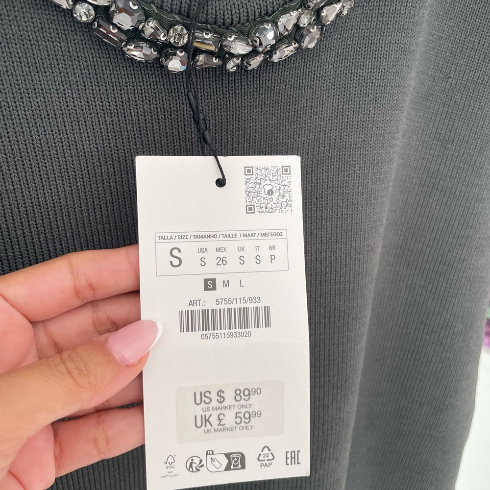ZARA Embellished Gray Mini Dress - Picture 7 of 7